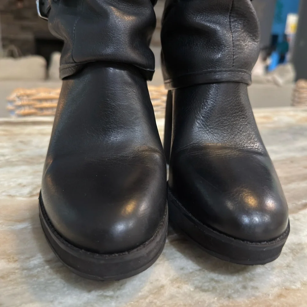 Women’s LUCKY BRAND Nathari Foldover black leather knee high boot- Size 8.5 - Picture 7 of 11